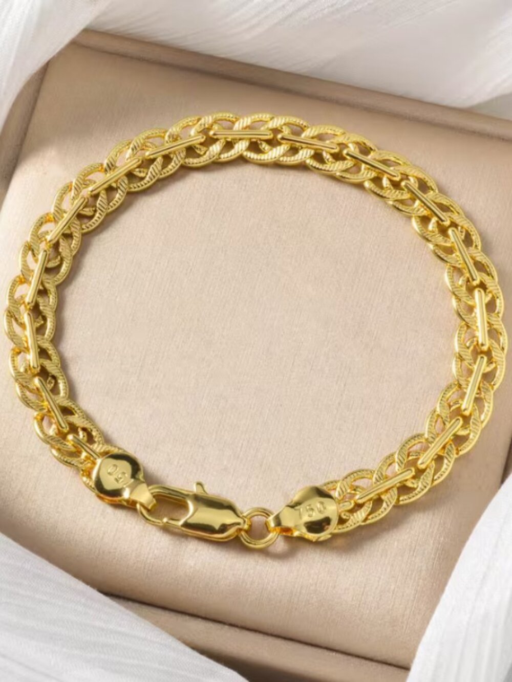 8" Womens 18K Gold Chain Link Style Bracelet New 18 K Silver Stamped Jewelry